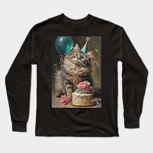 Maine Coon Cat Birthday Card #2 Long Sleeve T-Shirt